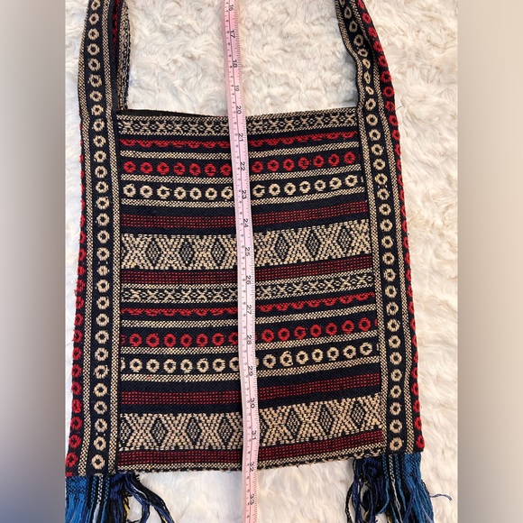 Handwoven Thailand Elephant Crossbody Bag - Red & Teal - Picture 10 of 12